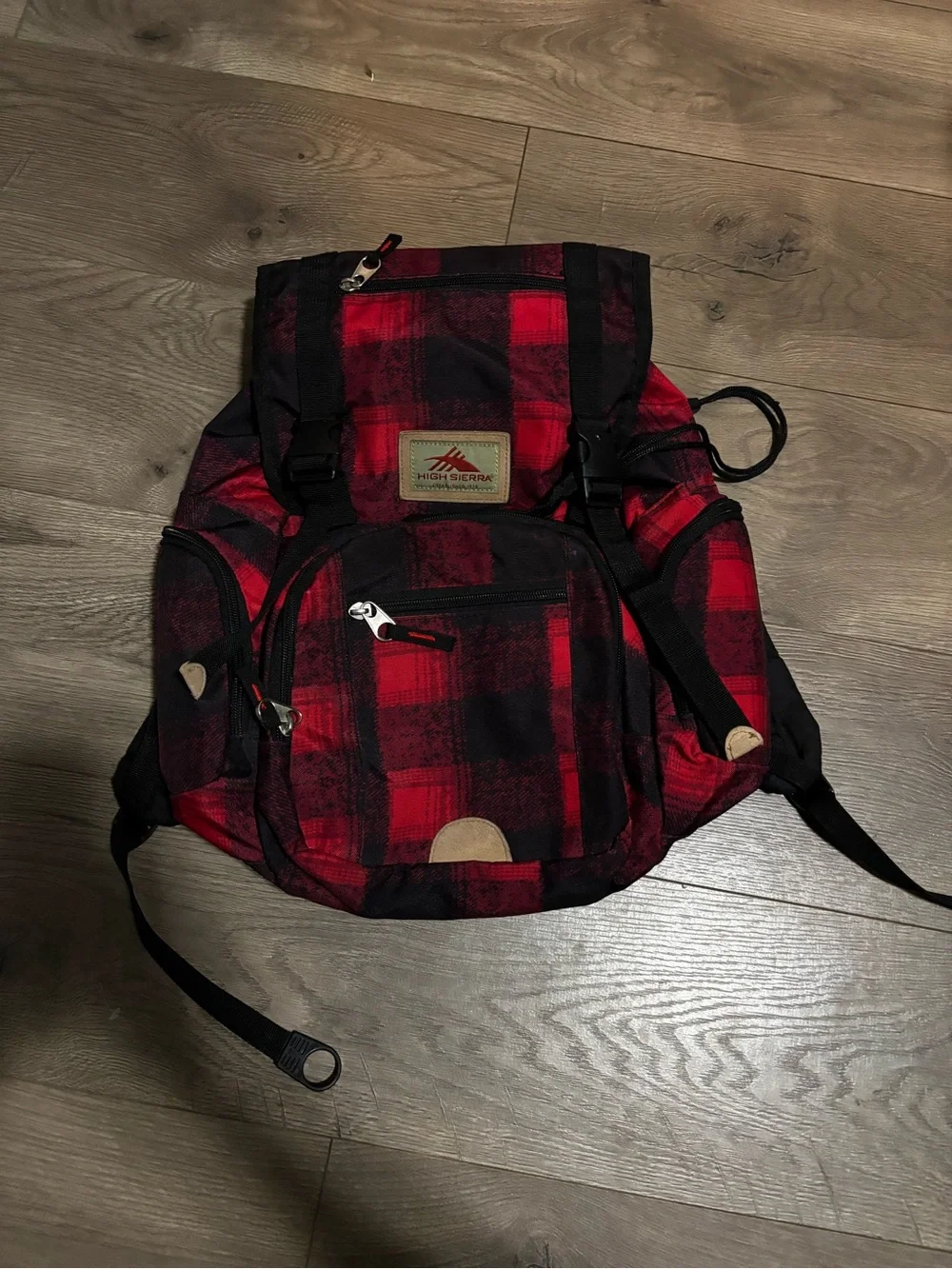 High Sierra Red and Black Plaid Backpack